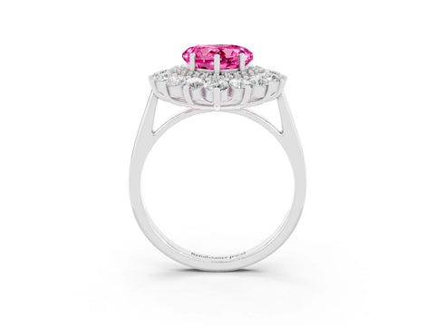 White gold Heart Cut Halo Cluster Diamond Ring with Pave Band and Four-Prong Setting_15