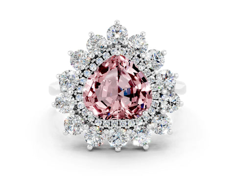 White gold Heart Cut Halo Cluster Diamond Ring with Pave Band and Four-Prong Setting_18