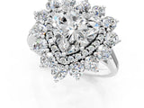 White gold Heart Cut Halo Cluster Diamond Ring with Pave Band and Four-Prong Setting_20