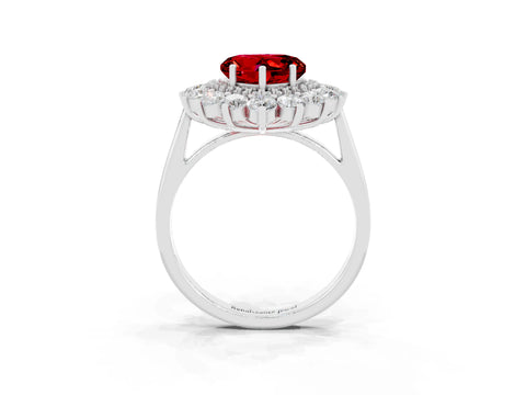 White gold Heart Cut Halo Cluster Diamond Ring with Pave Band and Four-Prong Setting_21