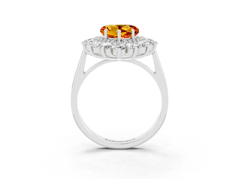 White gold Heart Cut Halo Cluster Diamond Ring with Pave Band and Four-Prong Setting_21