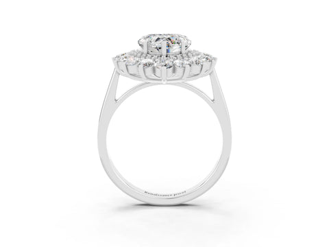 White gold Heart Cut Halo Cluster Diamond Ring with Pave Band and Four-Prong Setting_21