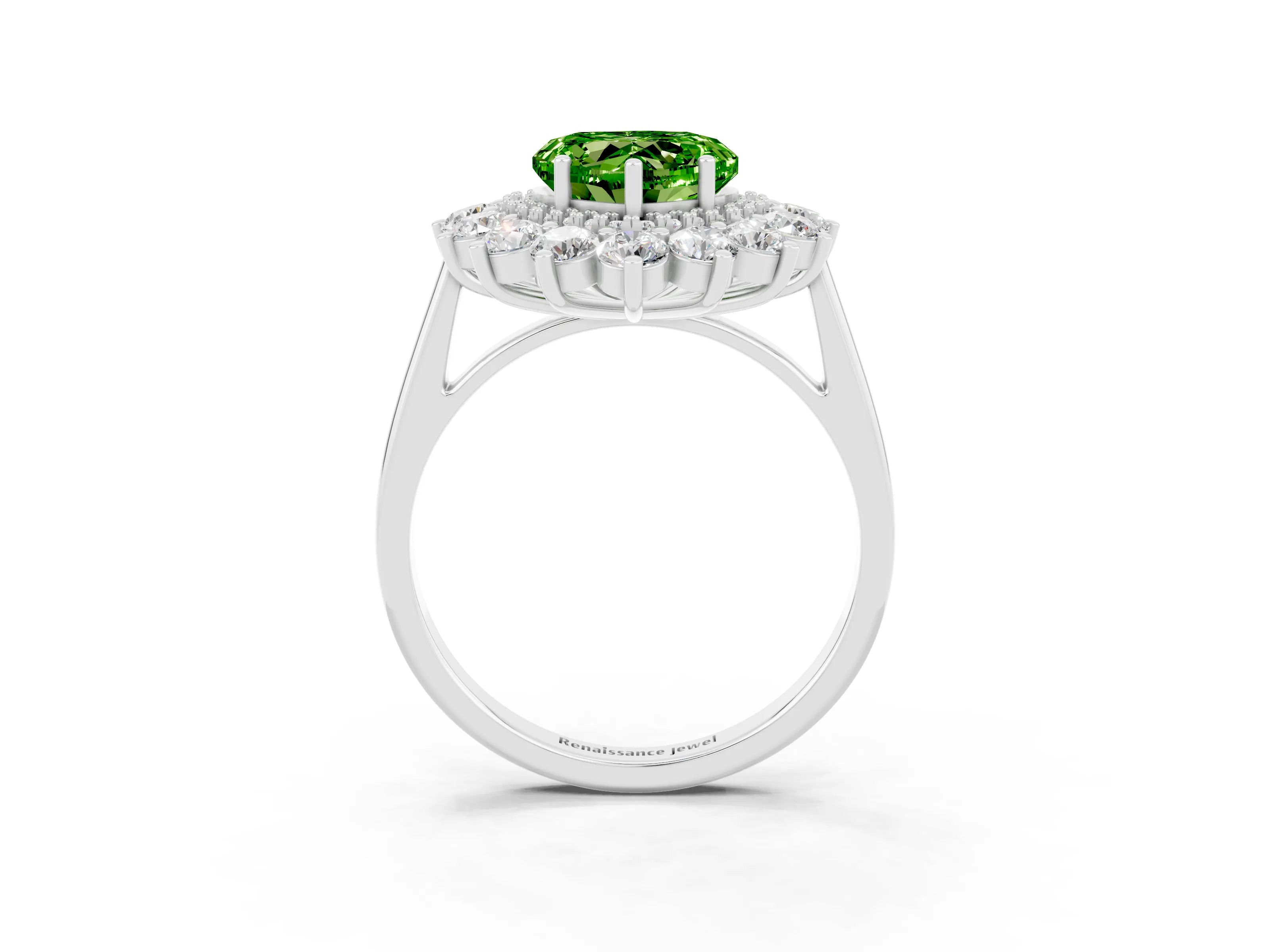 White gold Heart Cut Halo Cluster Diamond Ring with Pave Band and Four-Prong Setting_21