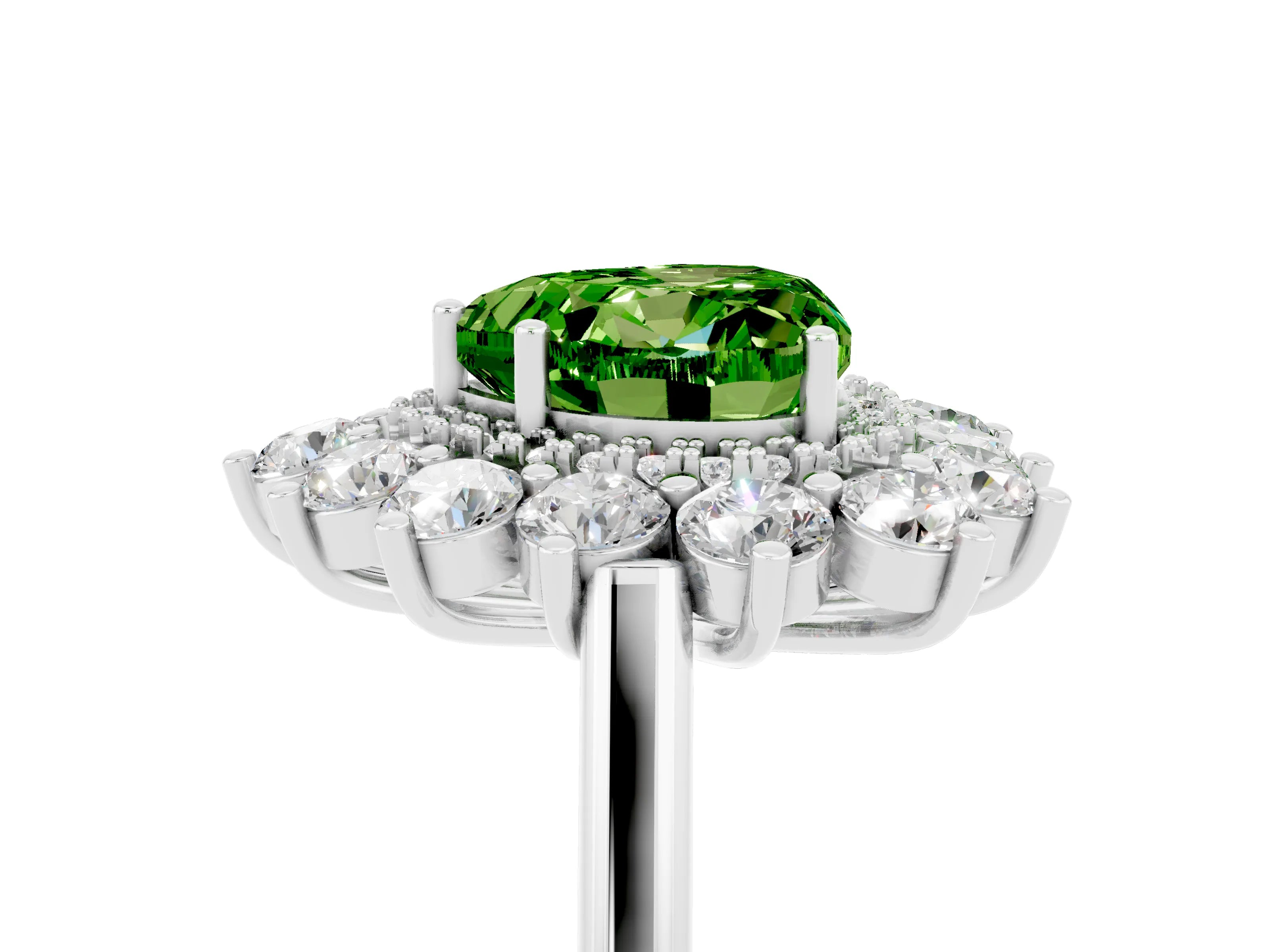 White gold Heart Cut Halo Cluster Diamond Ring with Pave Band and Four-Prong Setting_23
