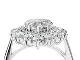 White gold Heart Cut Halo Cluster Diamond Ring with Pave Band and Four-Prong Setting_23