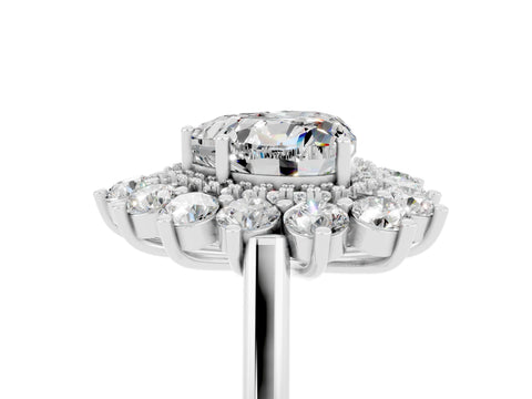 White gold Heart Cut Halo Cluster Diamond Ring with Pave Band and Four-Prong Setting_23