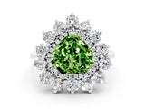 White gold Heart Cut Halo Cluster Diamond Ring with Pave Band and Four-Prong Setting_24