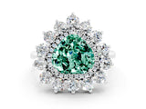 White gold Heart Cut Halo Cluster Diamond Ring with Pave Band and Four-Prong Setting_24