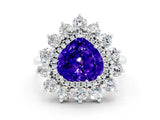White gold Heart Cut Halo Cluster Diamond Ring with Pave Band and Four-Prong Setting_24