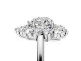 White gold Heart Cut Halo Cluster Diamond Ring with Pave Band and Four-Prong Setting_24
