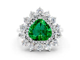 White gold Heart Cut Halo Cluster Diamond Ring with Pave Band and Four-Prong Setting_24