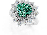 White gold Heart Cut Halo Cluster Diamond Ring with Pave Band and Four-Prong Setting_25