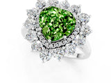 White gold Heart Cut Halo Cluster Diamond Ring with Pave Band and Four-Prong Setting_25