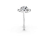 White gold Heart Cut Halo Cluster Diamond Ring with Pave Band and Four-Prong Setting_26