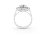 White gold Heart Cut Halo Cluster Diamond Ring with Pave Band and Four-Prong Setting_27