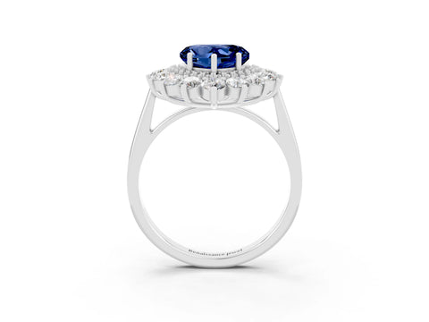 White gold Heart Cut Halo Cluster Diamond Ring with Pave Band and Four-Prong Setting_27