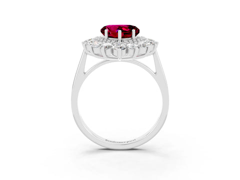 White gold Heart Cut Halo Cluster Diamond Ring with Pave Band and Four-Prong Setting_27