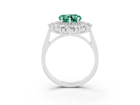 White gold Heart Cut Halo Cluster Diamond Ring with Pave Band and Four-Prong Setting_27