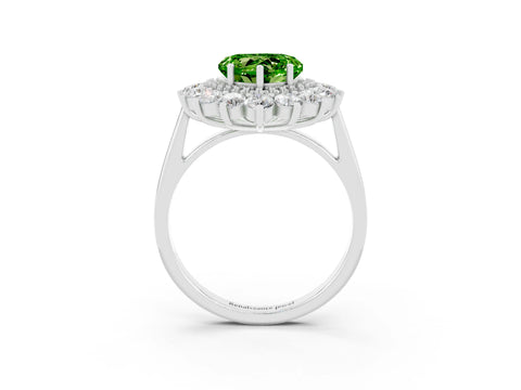 White gold Heart Cut Halo Cluster Diamond Ring with Pave Band and Four-Prong Setting_27