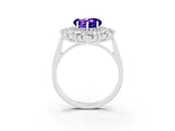 White gold Heart Cut Halo Cluster Diamond Ring with Pave Band and Four-Prong Setting_27