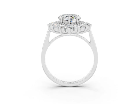 White gold Heart Cut Halo Cluster Diamond Ring with Pave Band and Four-Prong Setting_27