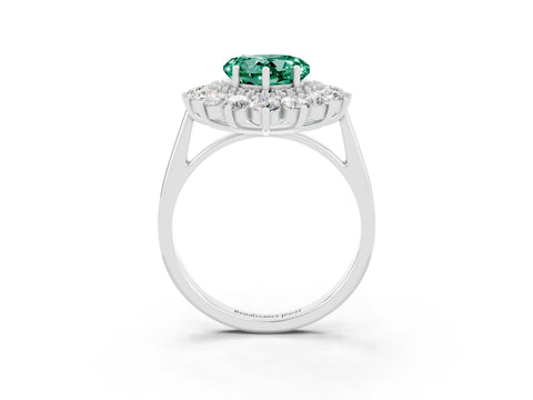 White gold Heart Cut Halo Cluster Diamond Ring with Pave Band and Four-Prong Setting_27
