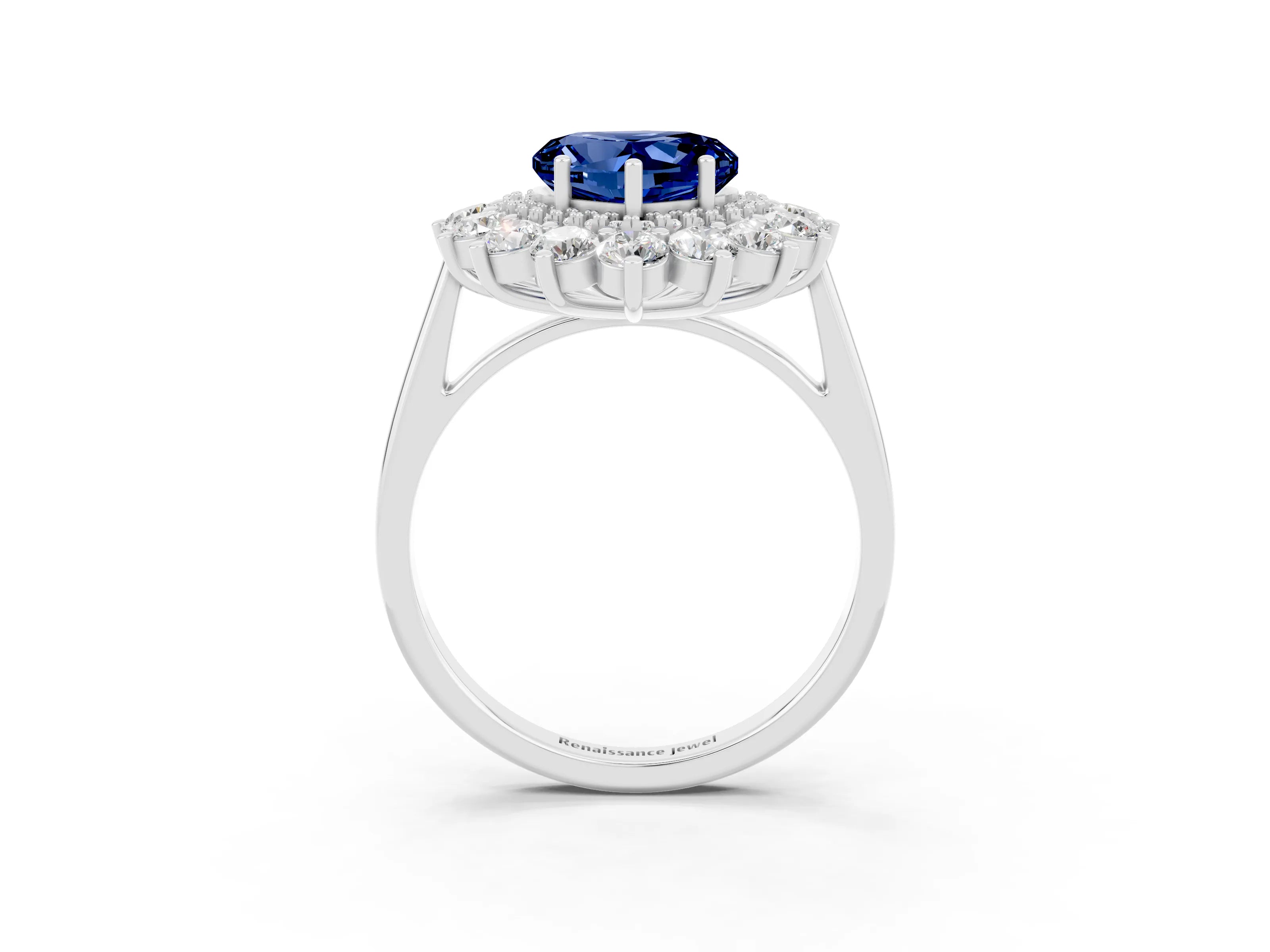 White gold Heart Cut Halo Cluster Diamond Ring with Pave Band and Four-Prong Setting_27