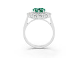 White gold Heart Cut Halo Cluster Diamond Ring with Pave Band and Four-Prong Setting_27