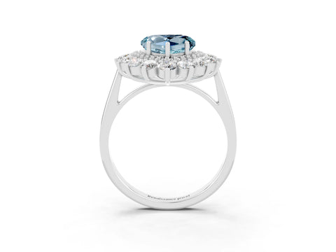 White gold Heart Cut Halo Cluster Diamond Ring with Pave Band and Four-Prong Setting_27