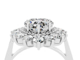 White gold Heart Cut Halo Cluster Diamond Ring with Pave Band and Four-Prong Setting_28