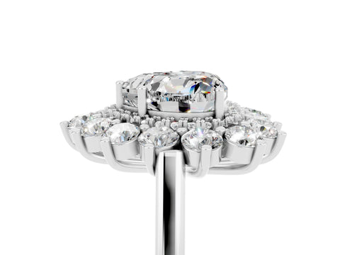 White gold Heart Cut Halo Cluster Diamond Ring with Pave Band and Four-Prong Setting_29