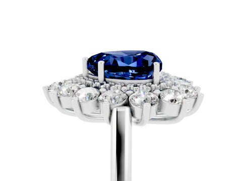 White gold Heart Cut Halo Cluster Diamond Ring with Pave Band and Four-Prong Setting_29