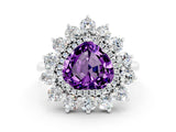 White gold Heart Cut Halo Cluster Diamond Ring with Pave Band and Four-Prong Setting_30