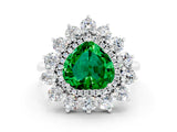 White gold Heart Cut Halo Cluster Diamond Ring with Pave Band and Four-Prong Setting_36