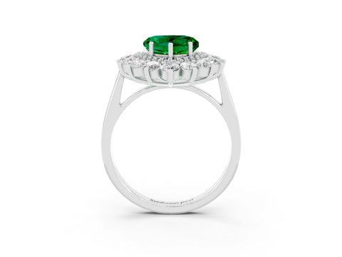 White gold Heart Cut Halo Cluster Diamond Ring with Pave Band and Four-Prong Setting_38