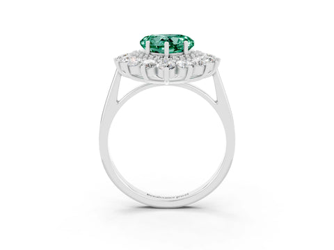 White gold Heart Cut Halo Cluster Diamond Ring with Pave Band and Four-Prong Setting_39