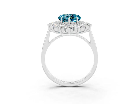 White gold Heart Cut Halo Cluster Diamond Ring with Pave Band and Four-Prong Setting_39