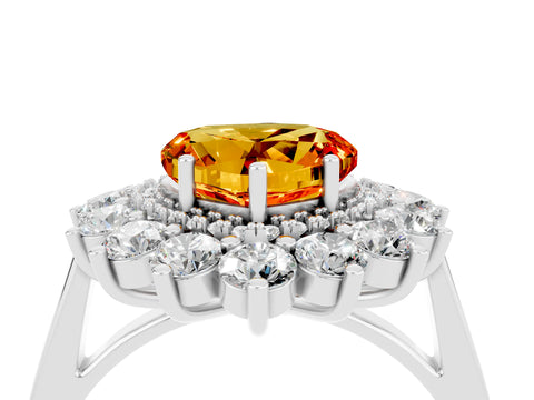 White gold Heart Cut Halo Cluster Diamond Ring with Pave Band and Four-Prong Setting_40