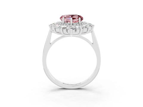 White gold Heart Cut Halo Cluster Diamond Ring with Pave Band and Four-Prong Setting_41
