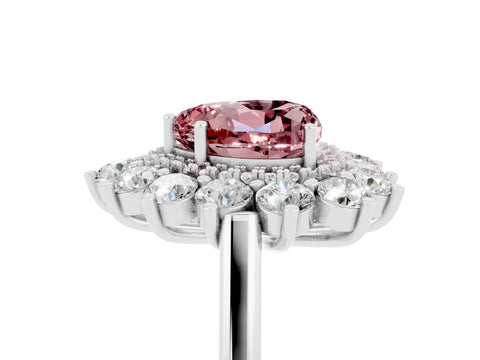 White gold Heart Cut Halo Cluster Diamond Ring with Pave Band and Four-Prong Setting_43