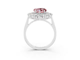 White gold Heart Cut Halo Cluster Diamond Ring with Pave Band and Four-Prong Setting_45