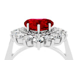 White gold Heart Cut Halo Cluster Diamond Ring with Pave Band and Four-Prong Setting_46
