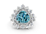 White gold Heart Cut Halo Cluster Diamond Ring with Pave Band and Four-Prong Setting_48
