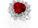 White gold Heart Cut Halo Cluster Diamond Ring with Pave Band and Four-Prong Setting_49