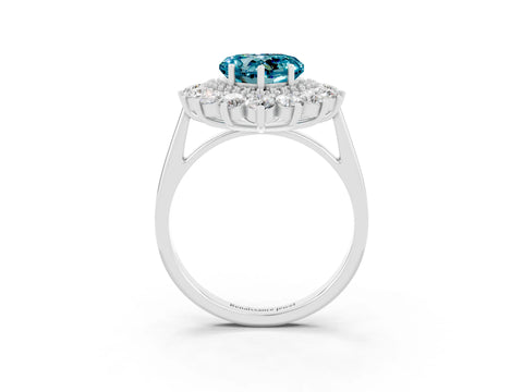 White gold Heart Cut Halo Cluster Diamond Ring with Pave Band and Four-Prong Setting_50