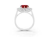 White gold Heart Cut Halo Cluster Diamond Ring with Pave Band and Four-Prong Setting_51