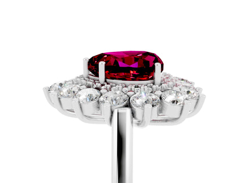 White gold Heart Cut Halo Cluster Diamond Ring with Pave Band and Four-Prong Setting_53