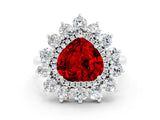White gold Heart Cut Halo Cluster Diamond Ring with Pave Band and Four-Prong Setting_54