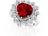 White gold Heart Cut Halo Cluster Diamond Ring with Pave Band and Four-Prong Setting_55