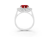 White gold Heart Cut Halo Cluster Diamond Ring with Pave Band and Four-Prong Setting_57